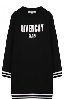 Хлопковое мини-платье прямого кроя с логотипом бренда Givenchy