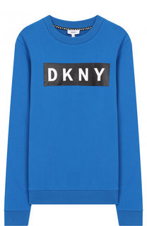 Хлопковый свитшот с логотипом бренда DKNY
