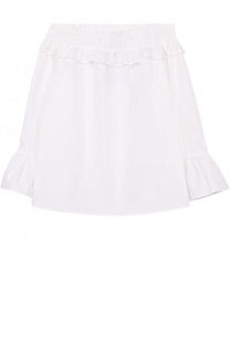 Хлопковая блуза с оборками и открытыми плечами Polo Ralph Lauren
