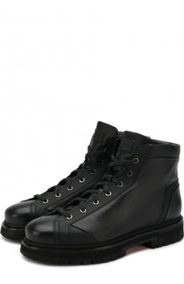 Высокие кожаные ботинки на шнуровке Santoni