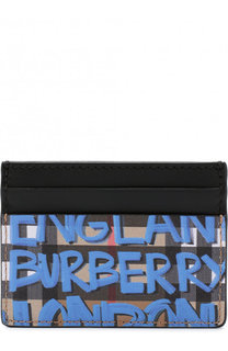 Кожаный футляр для кредитных карт в клетку Vintage Check с принтом Graffiti Burberry