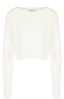 Укороченный хлопковый пуловер с вырезом-лодочка T by Alexander Wang