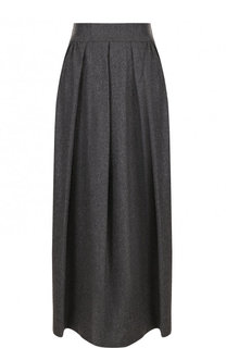 Однотонная юбка-миди из смеси шерсти и кашемира Emporio Armani