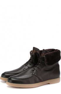 Кожаные ботинки с внутренней отделкой из овчины Santoni