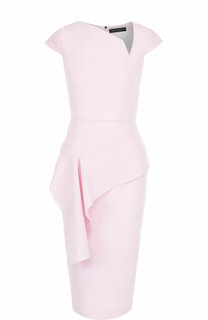 Приталенное шерстяное платье-миди с оборкой Roland Mouret