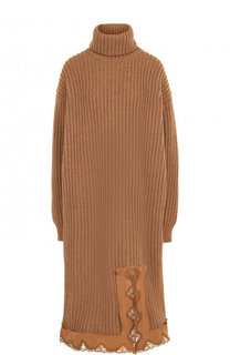 Вязаное шерстяное платье-миди с воротником-стойкой Balenciaga
