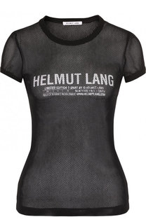 Перфорированная футболка с круглым вырезом и логотипом бренда Helmut Lang