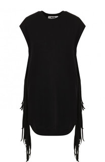 Удлиненный хлопковый топ с бахромой MSGM