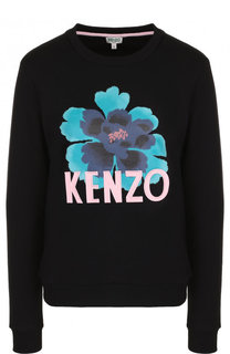 Хлопковый пуловер с круглым вырезом и логотипом бренда Kenzo