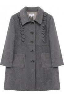 Однобортное пальто свободного кроя с оборками Aletta