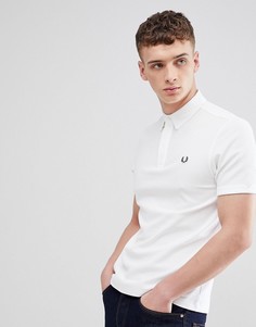 Белое поло из пике с фактурным воротником Fred Perry - Белый