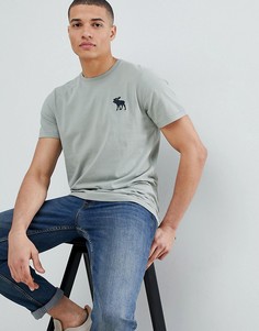 Оливковая футболка с круглым вырезом и крупным логотипом Abercrombie & Fitch - Зеленый