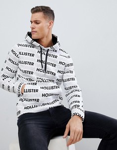 Белый худи колор блок со сплошным принтом логотипа Hollister - Белый