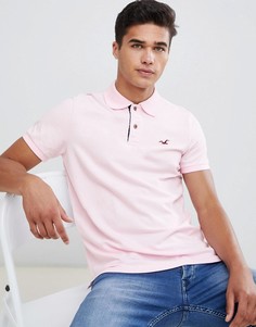 Светло-розовая облегающая футболка-поло с логотипом Hollister solid core - Розовый