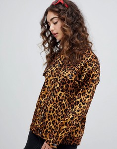 Куртка в стиле рубашки с леопардовым принтом Daisy Street - Коричневый