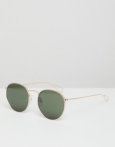 Круглые солнцезащитные очки в золотистой оправе Weekday Explore - Золотой