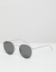 Круглые солнцезащитные очки в серебристой металлической оправе Weekday - Серебряный