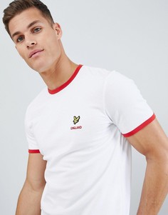 Белая футболка с контрастной отделкой под британский флаг Lyle & Scott - Белый