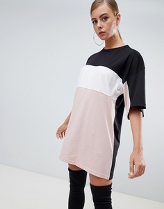 Missguided Colour Block T-Shirt Dress - Мульти
