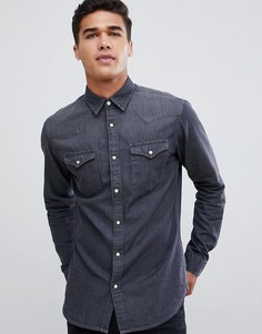 Серая джинсовая рубашка навыпуск Selected - Серый