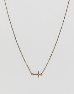 Золотистое ожерелье с подвеской-крестом Icon Brand - Золотой
