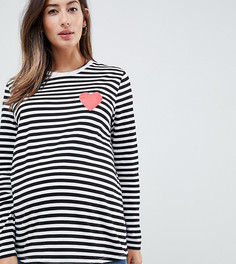 Лонгслив для кормления в полоску с отделкой в виде сердца ASOS DESIGN Maternity - Черный