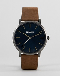 Часы с кожаным ремешком Nixon A1058 Porter - 40 мм - Коричневый