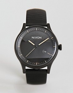 Часы с черным кожаным ремешком Nixon A1161 Station - 41 мм - Черный