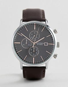 Часы с коричневым кожаным ремешком и хронографом Sekonda эксклюзивно для ASOS - Коричневый