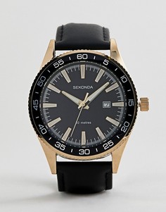 Черные часы с кожаным ремешком Sekonda эксклюзивно для ASOS - Черный