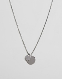 Серебристое ожерелье с 2 подвесками в виде дисков Burton Menswear - Серебряный