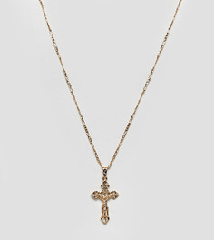 Позолоченное ожерелье с массивным крестом Rock N Rose - Золотой