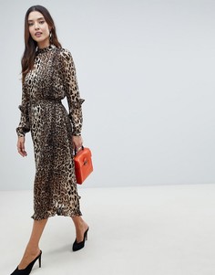 Платье с высоким воротником и звериным принтом Y.A.S - Мульти