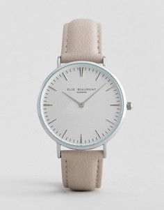 Серебристые часы с кожаным ремешком Elie Beaumont - Серый