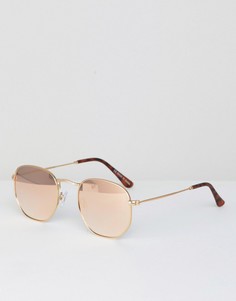 Солнцезащитные очки в шестиугольной оправе цвета розового золота River Island - Золотой