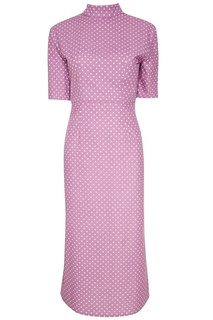 Фиолетовое платье-миди в горошек Kuraga