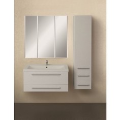 Мебель для ванной 1Marka Соната 90, подвесная тумба с раковиной, зеркальный шкаф, белый глянец