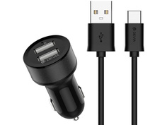 Зарядное устройство Devia Smart Dual Car Charger Micro USB Black 26072