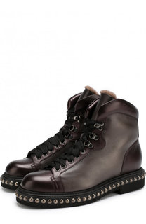Кожаные ботинки в внутренней отделкой из овчины Santoni