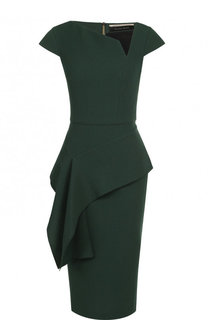 Приталенное шерстяное платье-миди с оборкой Roland Mouret