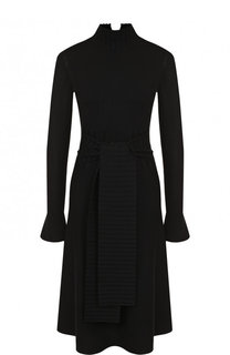 Однотонное платье-миди из смеси шерсти и хлопка с поясом Dorothee Schumacher