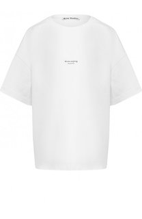 Хлопковая футболка с круглым вырезом и логотипом бренда Acne Studios