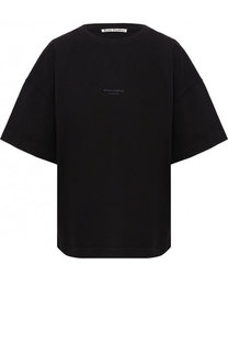 Хлопковая футболка с круглым вырезом и логотипом бренда Acne Studios