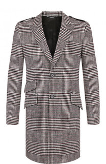 Однобортное пальто из смеси шерсти и хлопка Dolce & Gabbana