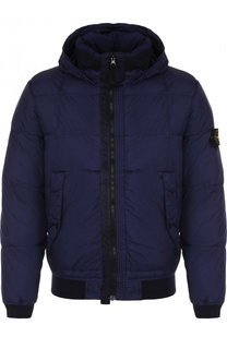 Утепленный бомбер на молнии с капюшоном Stone Island