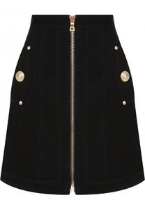 Джинсовая мини-юбка на молнии Balmain