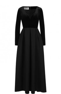 Приталенное платье-миди из смеси шерсти и шелка с глубоким вырезом Valentino