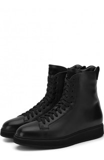 Кожаные ботинки с внутренней отделкой из меха Santoni