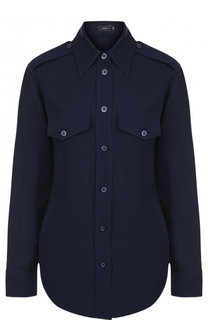 Однотонная шелковая блуза с накладными карманами Joseph