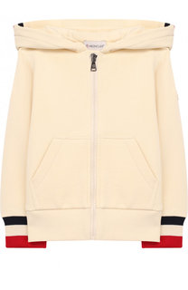 Хлопковый кардиган на молнии с капюшоном Moncler Enfant